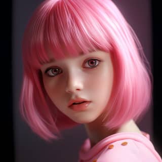 anime girl close up in the style of realistic surrealism light red and light magenta photo-realistic techniques rendered in