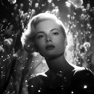 film still of Alma King Grace Kelly in the style of hyperspace noir grainy film delicate flora depictions hall of mirrors