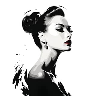 silhouette of elegant, in black and white with a black and white background