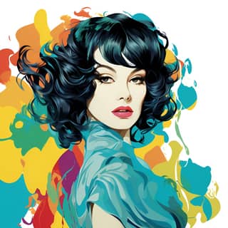 Bobby Axelrod in the style of fashion illustrations colorful meticulous line work celebrity image mashups flat