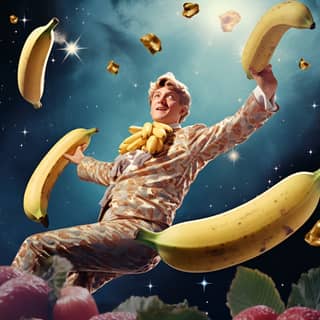 Space Liberace throwing bananas to far reaches of galaxy nebula