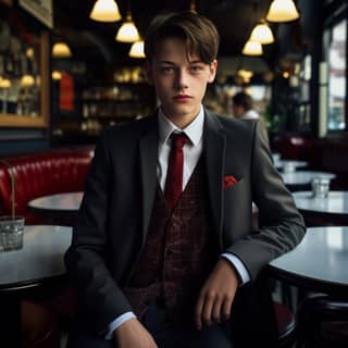 handsome 16 year old boy in a suit stylish leica m6 colour restaurant glass