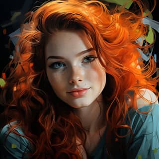 portrait by romain bonnet, red haired woman with freckles