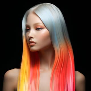 polychromatic coloring hair from the collection of hilary osborne london in the style of serge najjar mikalojus konstantinas