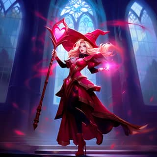 remove neon glow, a female mage with a red cape and a staff