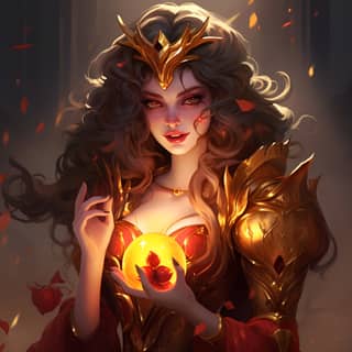 goddess eris with golden apple evil smirk league of legends vibrant