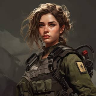 A tough comic-book girl soldier