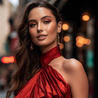 High fashion model in NYC after a runway show behind the scenes wearing Valentino most iconic 2023 spring collection very