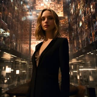 Supermodel wearing prada in the movie Inception The background is a four-dimensional city