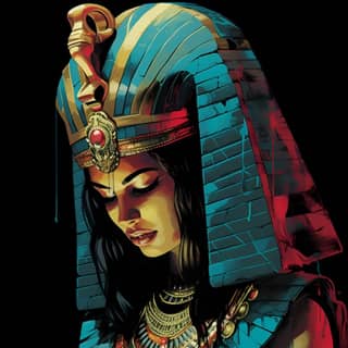 a pharaoh holding a smartphone with the symbols in the style of crisp neo-pop illustrations princesscore hyper-realistic