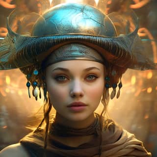 star wars female character wearing a visor, with a headdress and a hat