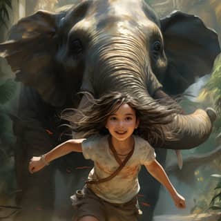 girl 7 years running with an elephant magali villeneuve David choe Gabrielle dell’otto children’s book strong facial