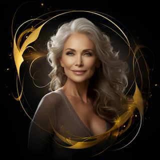 a youtube channel logo for 'mature empowerment' which focuses on older beautiful women over 50 the logo is in the form of a