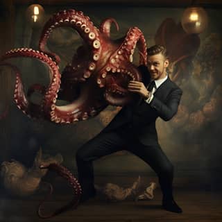 Justin Timberlake tanzt mit einem riesigen Oktopus