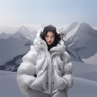 Captured during a fashion shoot the Dingyun Zhang and Moncler collaboration features smooth navels The image rendered in