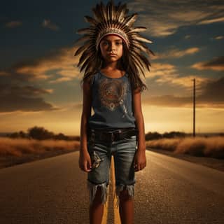 Create a movie poster of a hyperrealistic strong independent Hispanic 10 year old girl She is dressed in modern shirt and