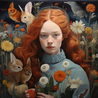 Lorna McNessie, a girl with long red hair and flowers