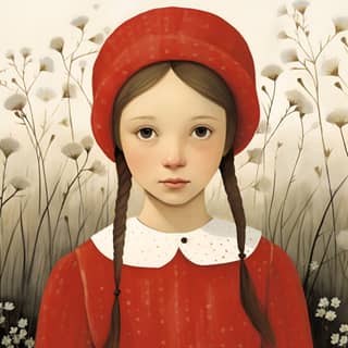 Russian peasant girl blushing prettily in the style of alessandro gottardo folkloric portraits children's book illustrations