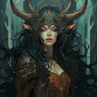 Thrymr, with horns and horns in the forest