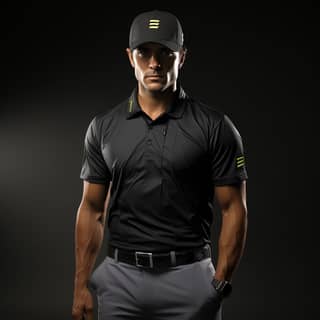 men professional golf apparel brand with E as logo