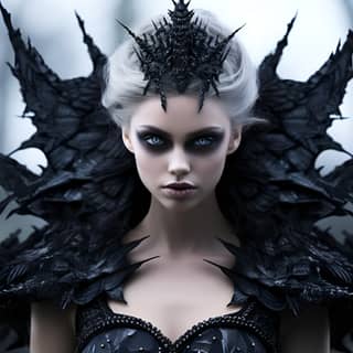 Enchanting dark fairy surrounded by enchanted wisps dark black dark purple dark silver light yellow