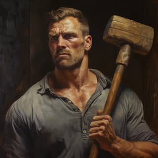 holding a hammer