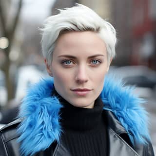 with snow white hair wearing a icicle crown in the style of surreal city scenes realistic hyper-detailed portraits shiny
