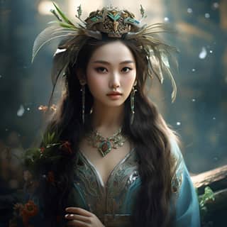 A Chinese fairy woman in the Lord of the Rings style and setting