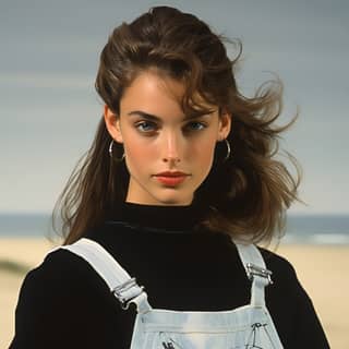 young Brooke Shields by Jean-Pierre Gibrat and Annie Leibovitz, wearing a black top