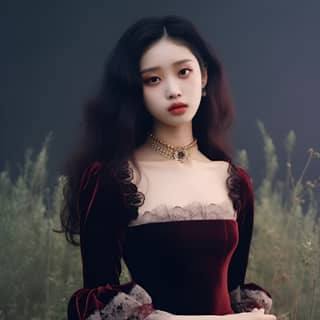 Long black slightly curly hair 18 years old girl young tall figure looks like Angelababy make up lightly tender expression