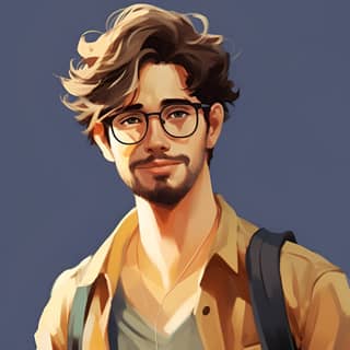 Rayan Full body image of 25 funny with glasses short beard