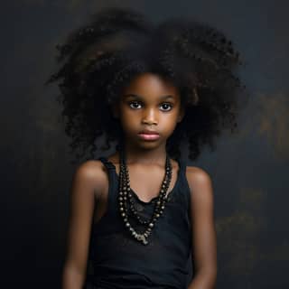 black 7 years old with, girl with big curly hair