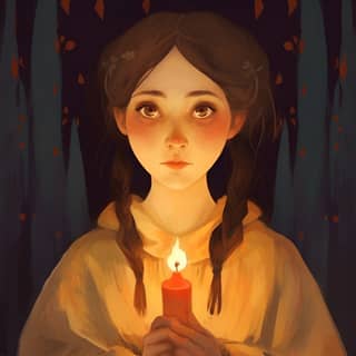 a maiden with a gaze holding a candle in her hands a modern illustration for a Russian fairy tale