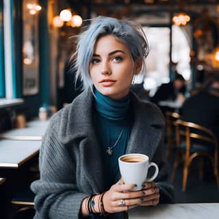Anna is a French Instagram influencer She is very beautiful has blue hair green eyes straight eyebrows a thin chin His body