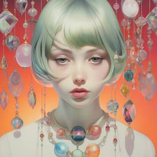 is covered with jewelry in the style of martine johanna hiroshi katsuragawa hikari shimoda luminous spheres sentimental