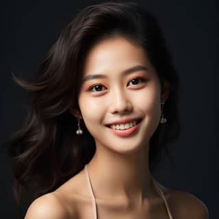 beautiful face 25 years old smile chinese make up fashion modern