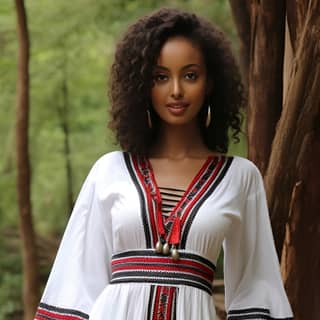 **********high definition full body beautiful oromo Ethiopian woman with black red white stripes color habesha Guji Oromo