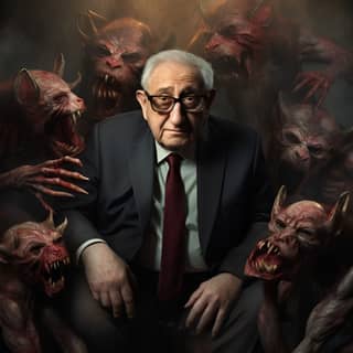 Henry Kissinger is surrounded by infernal hamsters ready to rend him limb from limb Cinema Kissinger Hell Inferno