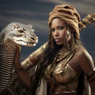 A Large African Mamba Snake Transitioning into NAMIBIAN Warrior PRINCESS in all HER Regalia