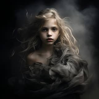 empty, girl with long hair and smoke coming out of her hair