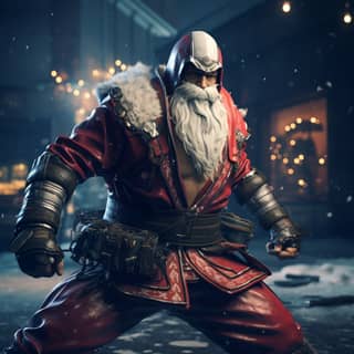 Santa Claus lucha contra un Ninja en Street Fighter V.