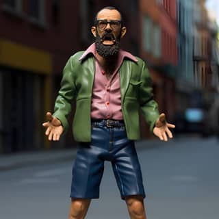 Ignatius Farray Action-Figur mit Bart und Brille.