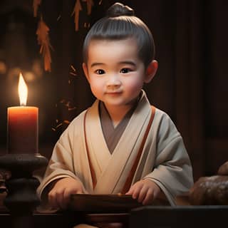 Sitting in meditation book in hands slightly fat smiling facing babycore cute uhd image