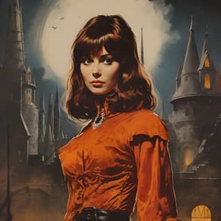 A magical woman in the style of pulp comics adventure pulp 1970s vintage detailed comic book art