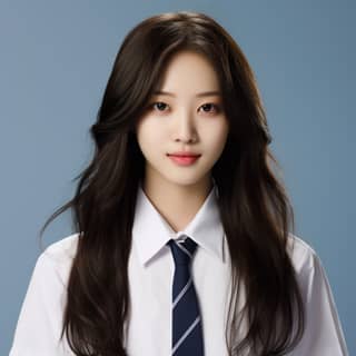 a K-pop idol as a teenager long hair white school uniform