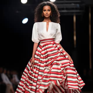runway show stage high definition high resolution black red White Elegant Habeshan Dress |Ethiopian Traditional