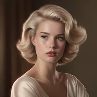 blonde woman reminiscent of classic Hollywood glamour Think of Grace Kelly's elegance captured in a modern setting The