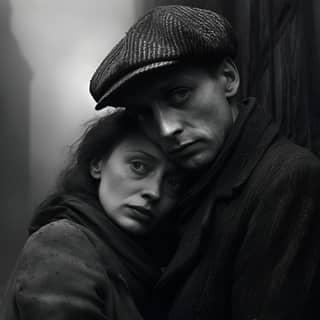 film noir: Close-up Artistic Junction: Couple La Strada a visual representation of a junction between different art forms