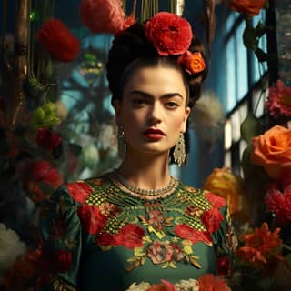 フリーダ・カーロのカラフルなポートレート、ジュリー・カーロによる。