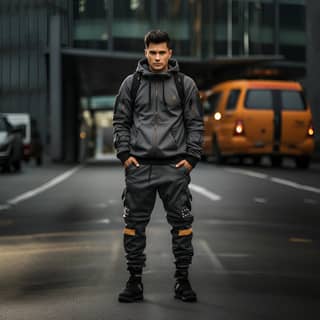 a cozy yet stylish cyberpunk-inspired hoodie and sweatpants outfit Envision a hoodie crafted from soft high-quality fleece